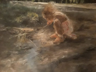 CoCo Sitting by a Brook – Watercolor, 22×30