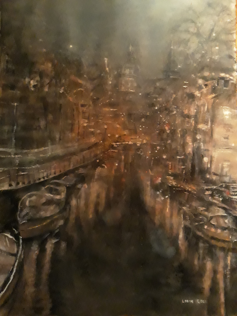 Nightfall Over the Canal – Watercolor, 22×30