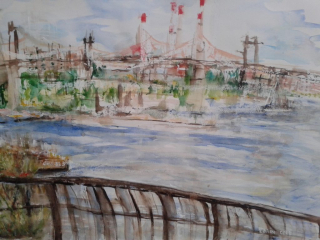 Queensboro Bridge – Watercolor, 17×23