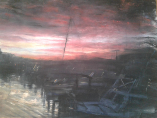Red Sky over Nantucket – Watercolor, 22×30