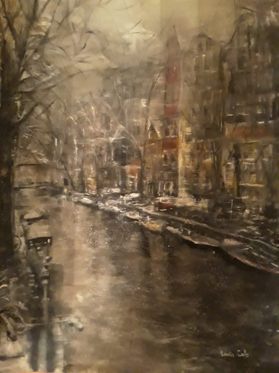 Snow White Dust on the Canal – Watercolor, 22×30