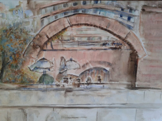 Under the Bridge – Watercolor, 14×20