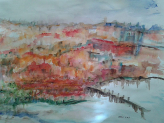 Warm Pallet Landscape – Watercolor, 24×30