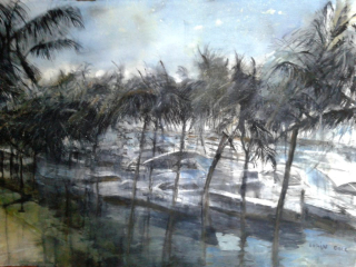 Windy Day at SB Marina – Watercolor, 22×30